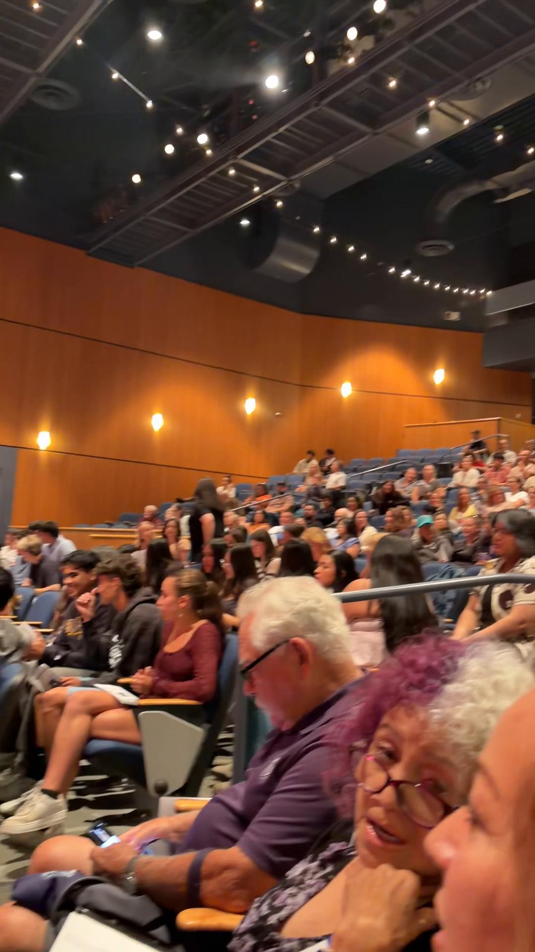 A packed school auditorium on scholarship night